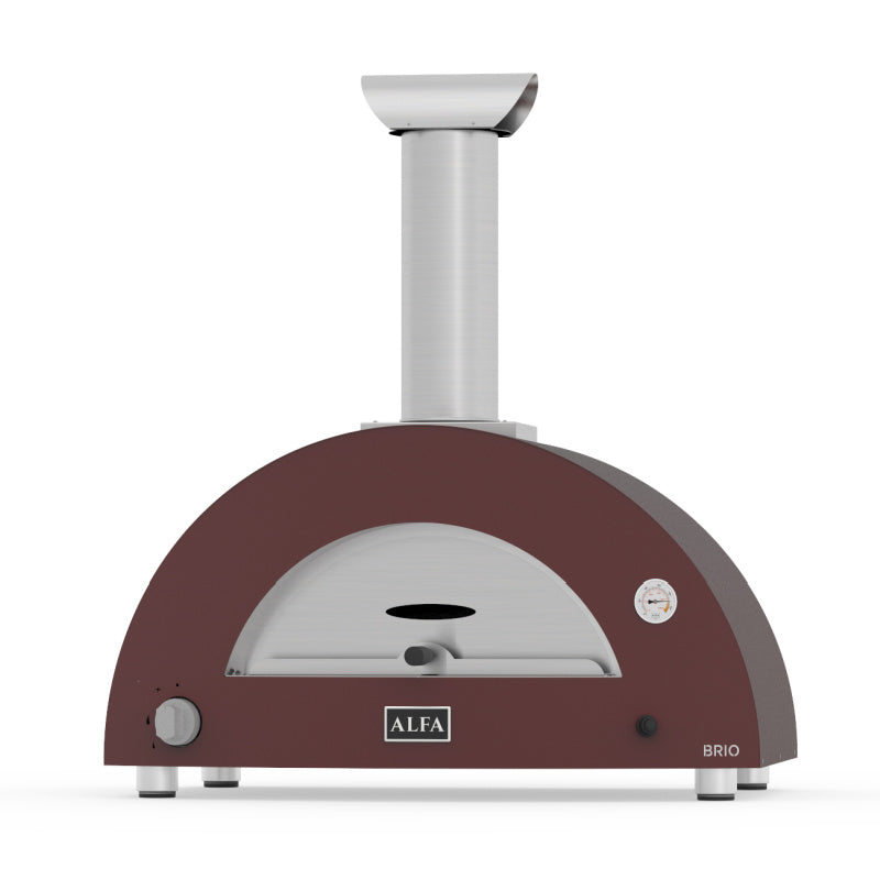 ALFA Brio Wood and Gas Pizza Oven in Antique Red.