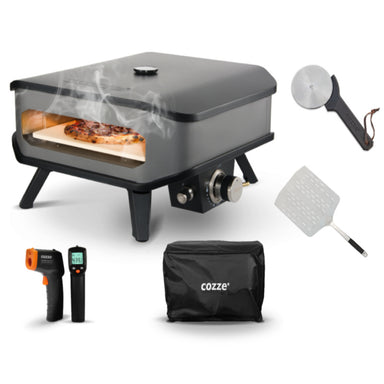 COZZE COMPLETE BUNDLE- 13” Pizza Oven with Thermometer and accessories.