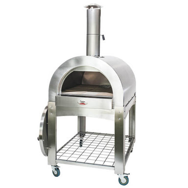 Flaming Coals Wood Fired Pizza Oven, large stainless steel, front view